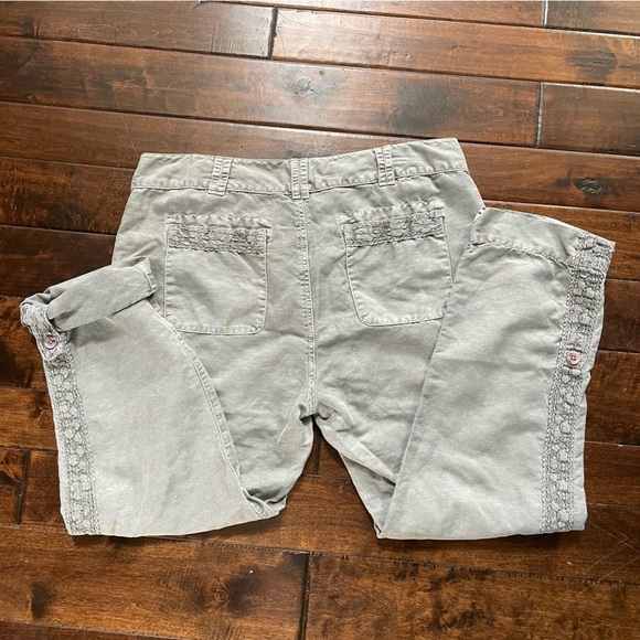 Sundance Organia Lace Trim Linen blend Roll-up Pants Grey size 14 - Picture 14 of 14